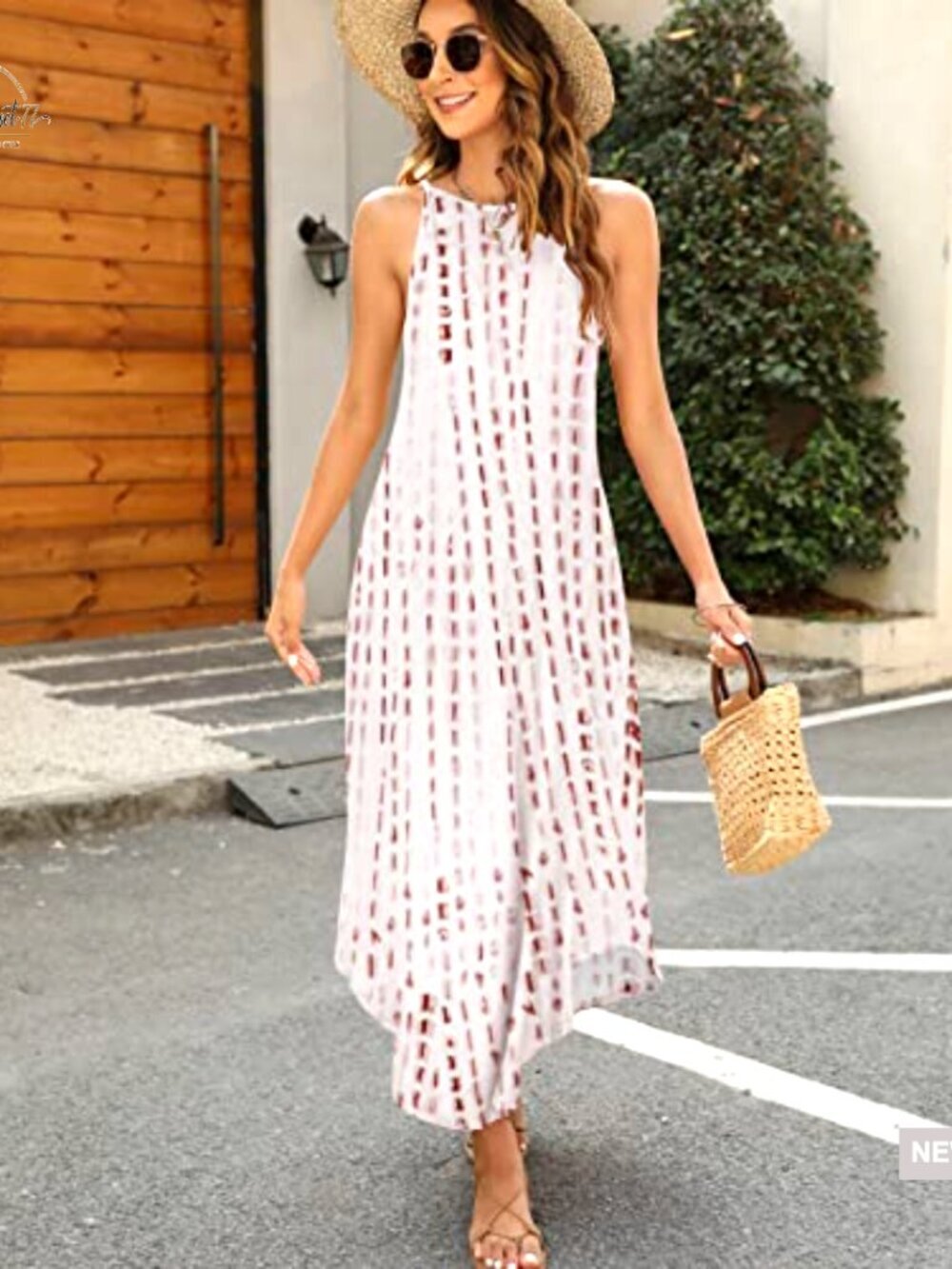 Lightweight Maxi Dress Halter Sleeveless Beach Cover Up Swing Fit - Picture 2 of 7